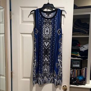 AB Studio Black and Blue Paisley Top